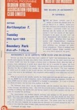 Oldham Athletic v Northampton Town  29-Apr-1969