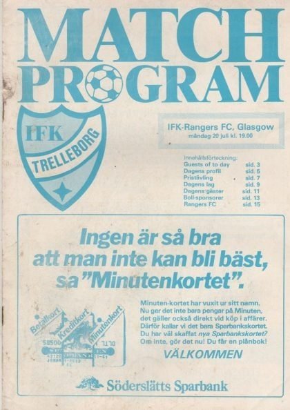 IFK Trelleborg v Glasgow Rangers  20-Jul-1981
