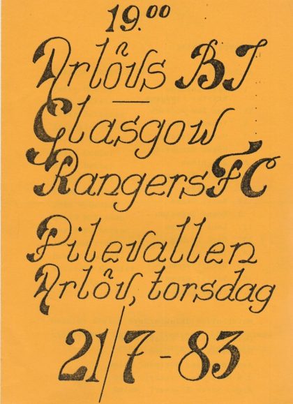 Arlövs BJ v Glasgow Rangers  21-Jul-1983