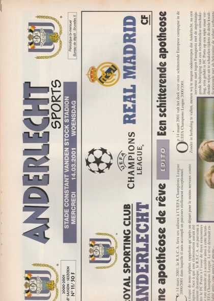 Anderlecht v Real Madrid 14-Mar-2001