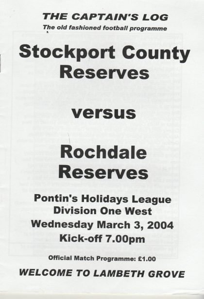 Stockport County Reserves v Rochdale Reserves 03-Mar-2004