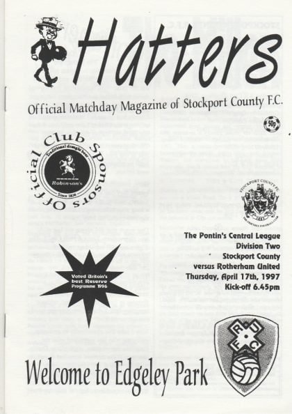 Stockport County Reserves v Rotherham United Reserves 17-Apr-1997