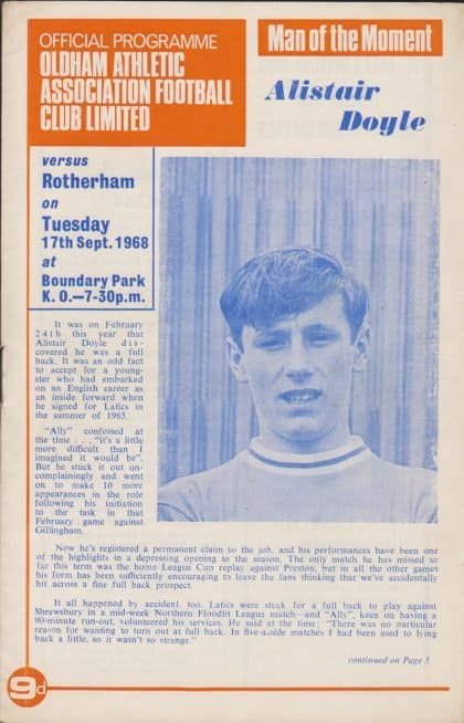 Oldham Athletic v Rotherham United 17-Sep-1968