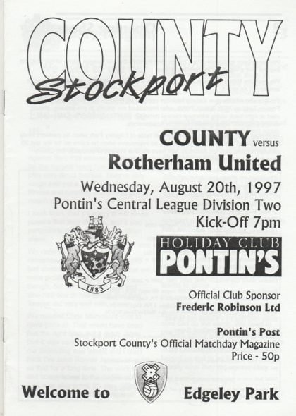 Stockport County Reserves v Rotherham United Reserves 20-Aug-1997