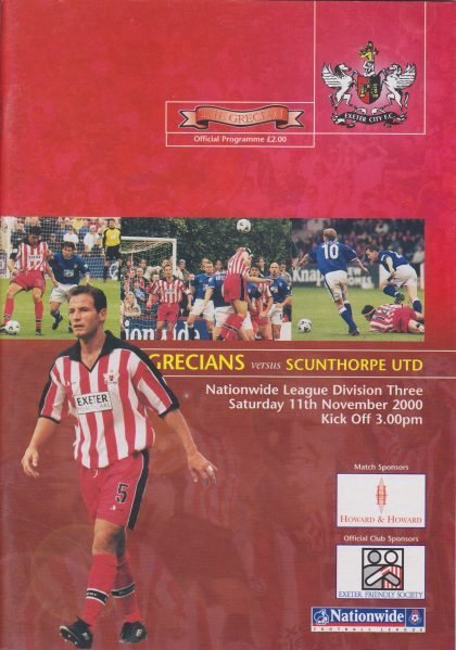Exeter City v Scunthorpe United  11-Nov-2000