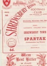 Shrewsbury Town v Spartak ZJS Brno  13-Nov-1963