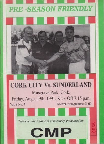 Cork City v Sunderland  09-Aug-1991