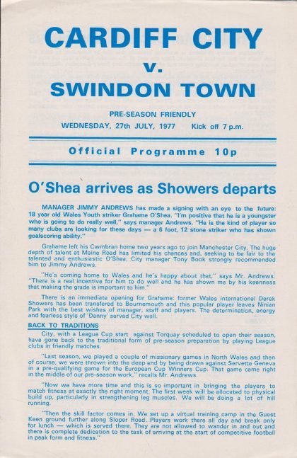 Cardiff City v Swindon Town 27-Jul-1977