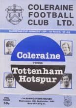 Coleraine v Tottenham Hotspur   15-Sep-1982
