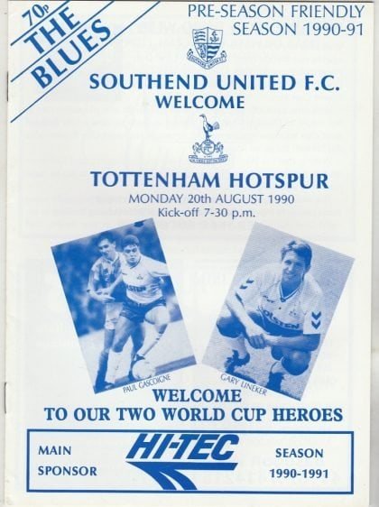 Southend United v Tottenham Hotspur  20-Aug-1990