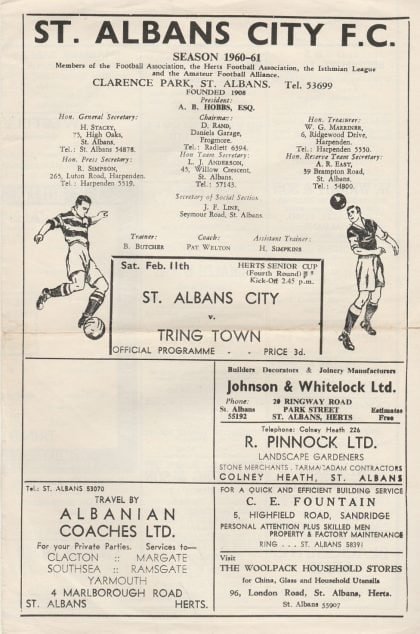 St Albans City v Tring Town   11-Feb-1961