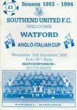 Southend United v Watford  15-Sep-1993