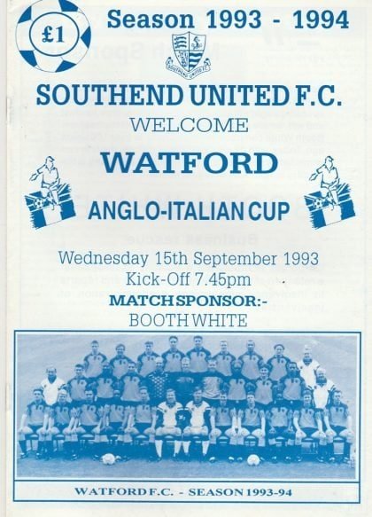 Southend United v Watford  15-Sep-1993