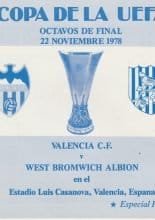 Valencia v West Bromwich Albion  22-Nov-1978