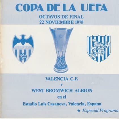 Valencia v West Bromwich Albion  22-Nov-1978