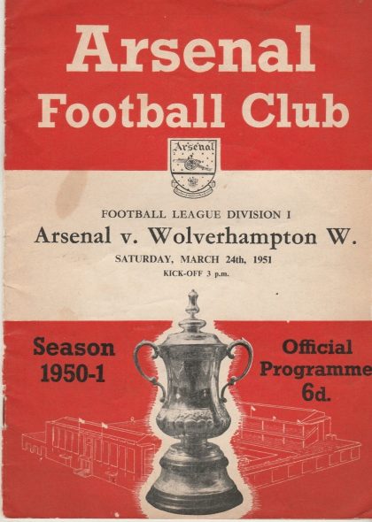 Arsenal v Wolverhampton Wanderers 24-Mar-1951