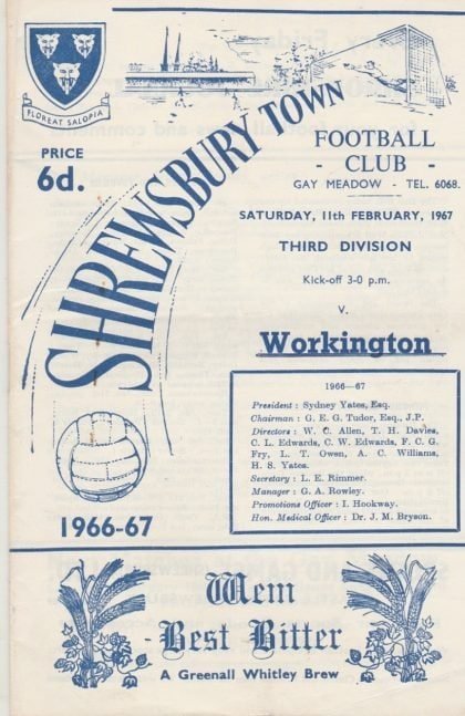 Shrewsbury Town v Workington 11-Feb-1967