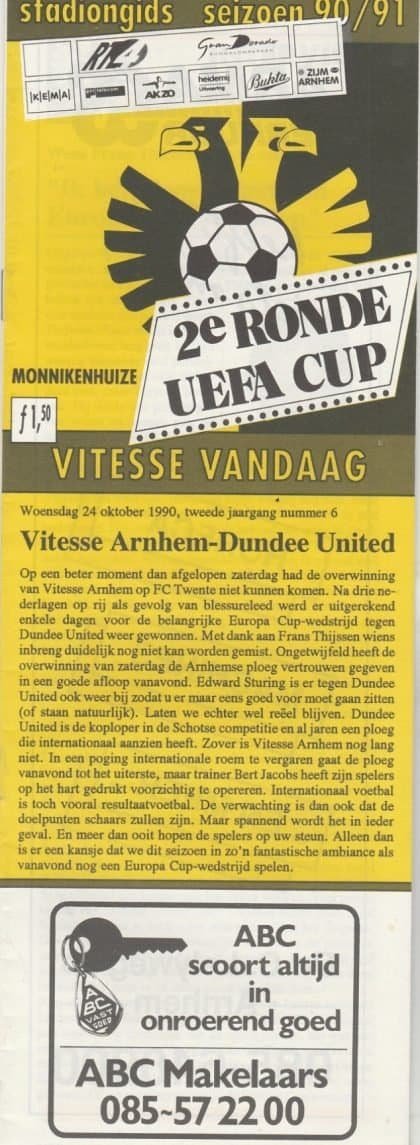 Vitesse Arnhem v Dundee United 24-Oct-1990
