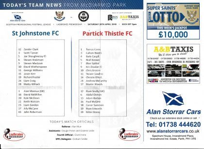 St Johnstone v Partick Thistle  28-Apr-2018