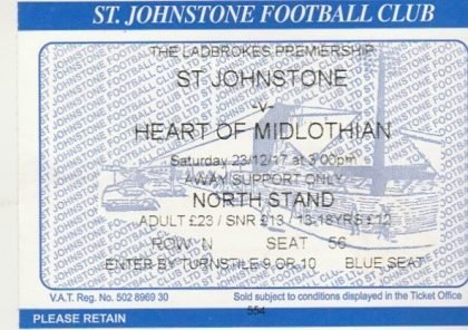 St Johnstone v Heart of Midlothian 23-Dec-2017