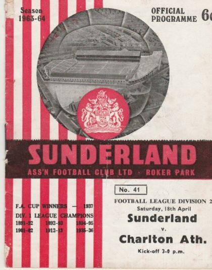 Sunderland v Charlton Athletic  18-Apr-1964