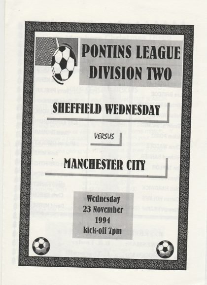 Sheffield Wednesday Reserves v Manchester City Reserves 23-Nov-1994