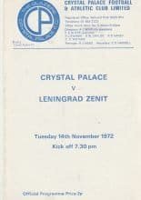 Crystal Palace v Lenningrad Zenit 14-Nov-1972