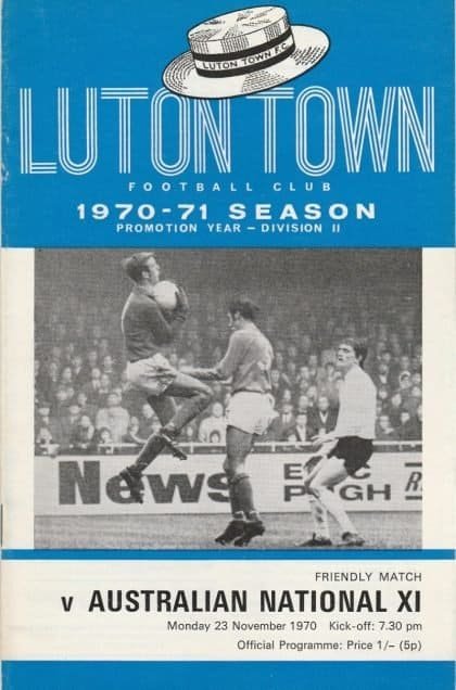Luton Town v Australian National XI  23-Nov-1970