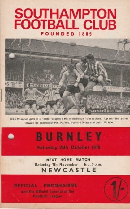 Southampton v Burnley 24-Oct-1970
