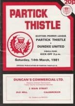 Partick Thistle v Dundee United 14-Mar-1981