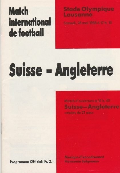 Switzerland v England 28-May-1988