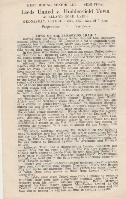 Leeds United v Huddersfield Town 16-Oct-1957