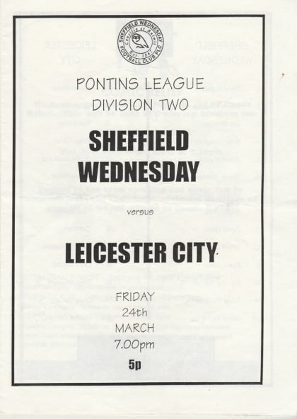 Sheffield Wednesday Reserves v Leicester City Reserves 24-Mar-1995