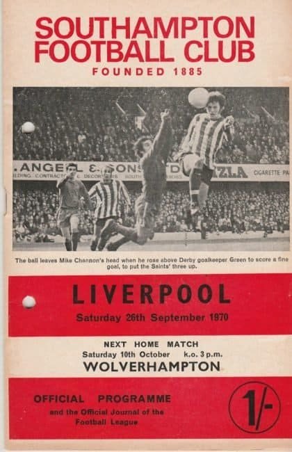 Southampton v Liverpool 26-Sep-1970