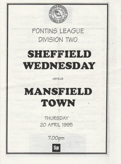 Sheffield Wednesday Reserves v Mansfield Town Reserves 20-Apr-1995