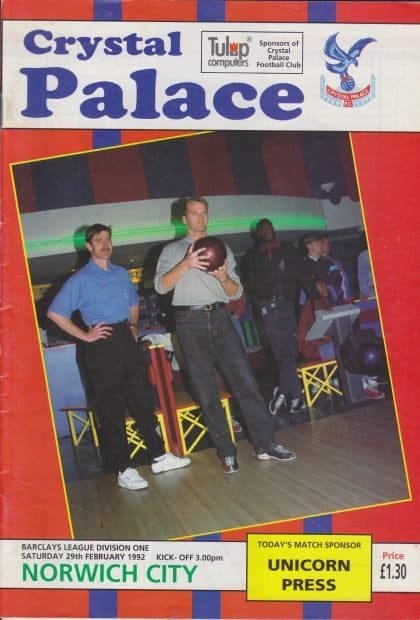 Crystal Palace v Norwich City 29-Feb-1992