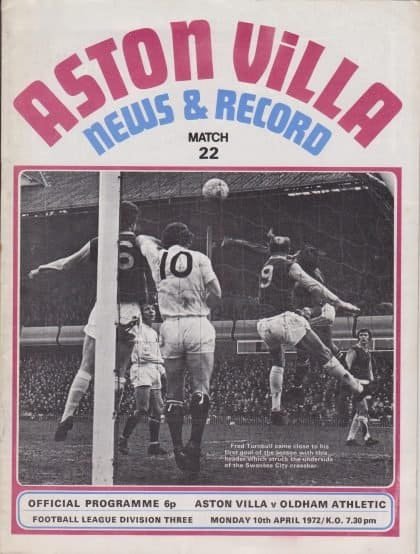 Aston Villa v Oldham Athletic 10-Apr-1972