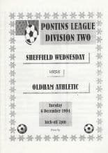 Sheffield Wednesday Reserves v Oldham Athletic Reserves  06-Dec-1994