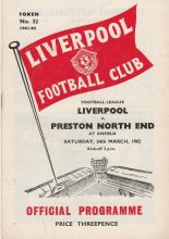 Liverpool v Preston North End  24-Mar-1962