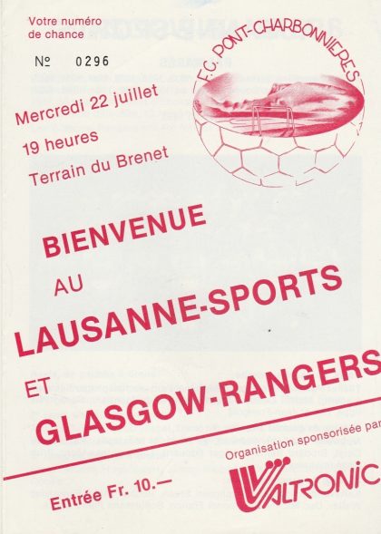 Lausanne Sports v Glasgow Rangers  22-Jul-1987