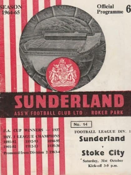 Sunderland v Stoke City 31-Oct-1964