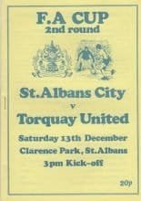 St Albans City v Torquay United   13-Dec-1980