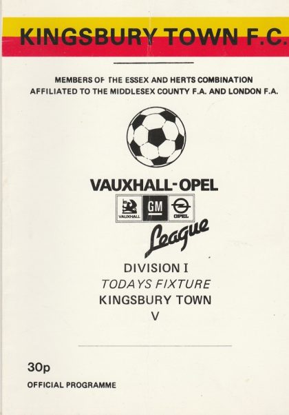 Kingsbury Town v Wembley  1986-87