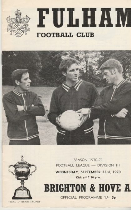 Fulham v Brighton and Hove Albion  23-Sep-1970
