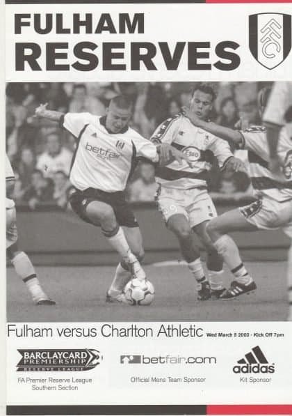 Fulham Reserves v Charlton Athletic Reserves  05-Mar-2003