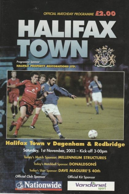 Halifax Town v Dagenham & Redbridge  01-Nov-2003