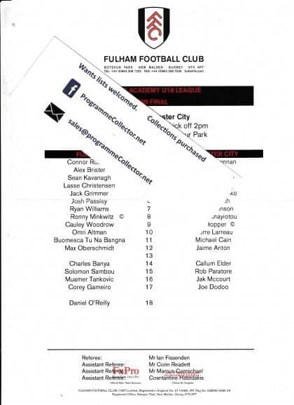 Fulham u18 v Leicester City u18 05-May-2012