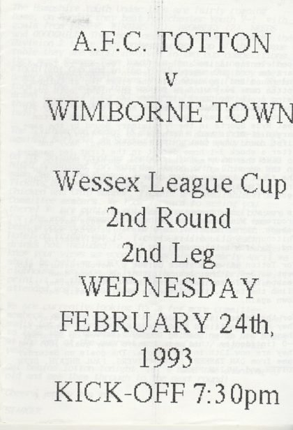 AFC Totton v Wimbourne Town   24-Feb-1993