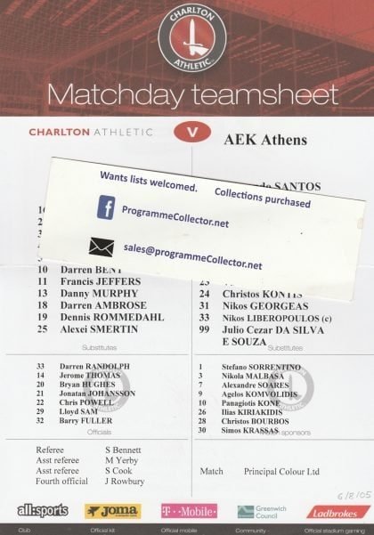 Charlton Athletic v AEK Athens 06-Aug-2005