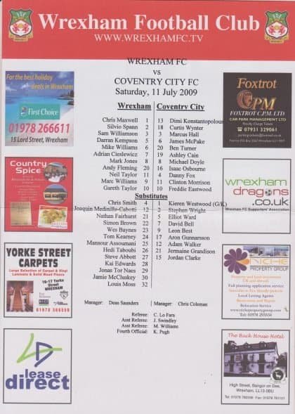 Wrexham v Coventry City 11-Jul-2009